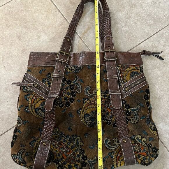 Tapestry brocade paisley gold brown fall colors shimmer purse bag - Picture 11 of 13